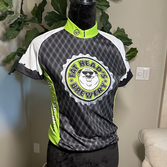 Fat Heads Brewery Woman’s Cycling Shirt - Black and Green - Picture 1 of 5